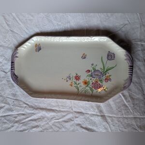 2/30$ Vintage Floral Serveware Tray with Purple Accents